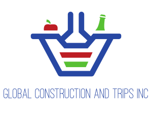 Convenience Store - Bottle Apple Grocery Basket logo design