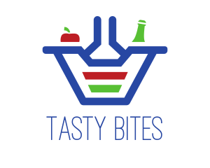 Food And Drink - Bottle Apple Grocery Basket logo design