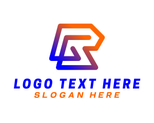 Digital - Gradient Monoline Letter R logo design