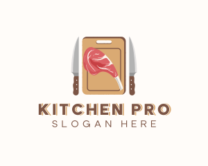 Meat Cooking Kitchen Utensil logo design