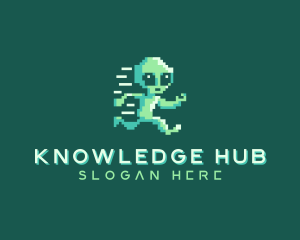 Collectibles - Pixelated Running Alien logo design