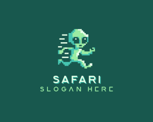 Arcade - Pixelated Running Alien logo design