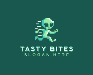 Toy Store - Pixelated Running Alien logo design