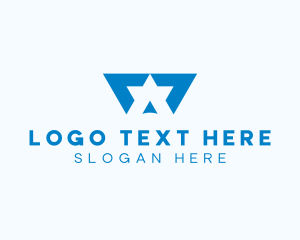 Military - Blue Star Letter A logo design