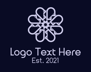 Wreath - Blue Geometric Flower logo design