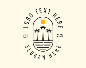 Seaside - Tropical Palm Tree Travel logo design