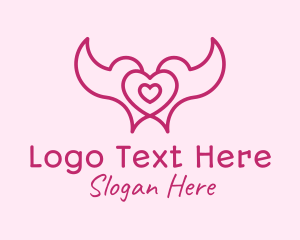 Online Dating - Pink Heart Doves logo design