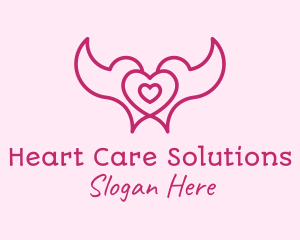 Pink Heart Doves logo design