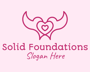 Online Dating - Pink Heart Doves logo design