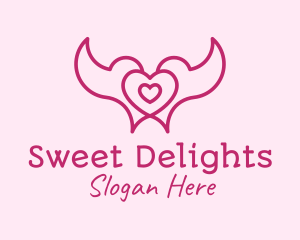 Pink Heart Doves logo design