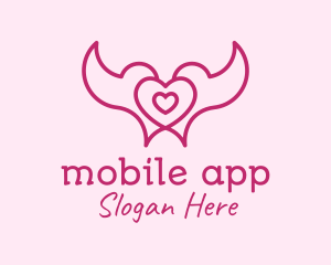 Love Story - Pink Heart Doves logo design