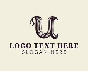 Retro Business Brush Letter U Logo