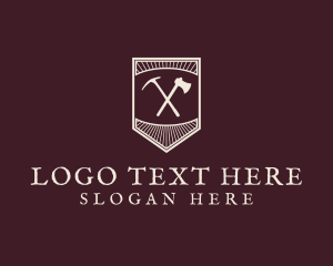 Logger - Banner Pickaxe Axe Equipment logo design