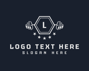 Muscular - Barbell Gym Weightlifting logo design