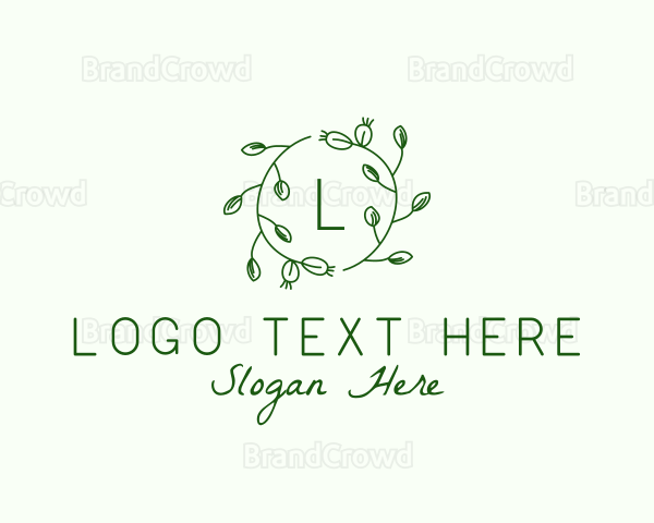 Organic Leaf Floral Branch Logo