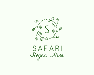 Organic Leaf Floral Branch  Logo