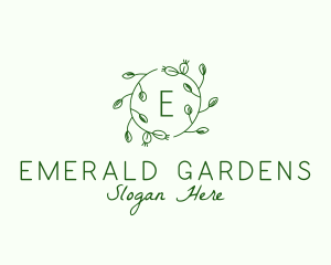 Organic Leaf Floral Branch  logo design