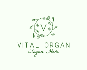 Organic Leaf Floral Branch  logo design