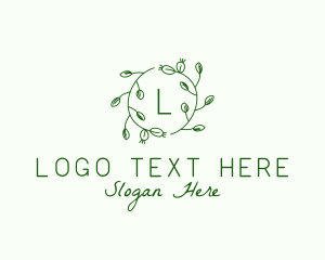 Organic Leaf Floral Branch  Logo