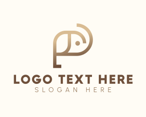 Bronze - Abstract Elephant Letter P logo design