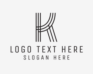 Grayscale - Geometric Lines Letter K logo design