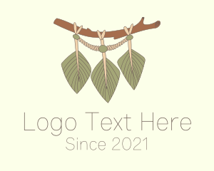 Hippie - Leaf Branch Macrame Decor logo design