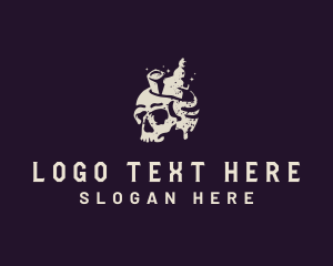 Bottle - Skeleton Skull Liquor logo design