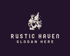 Skeleton Skull Liquor logo design