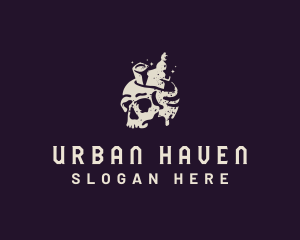 Skeleton Skull Liquor logo design