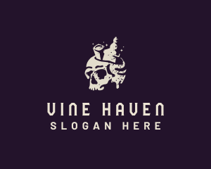 Skeleton Skull Liquor logo design