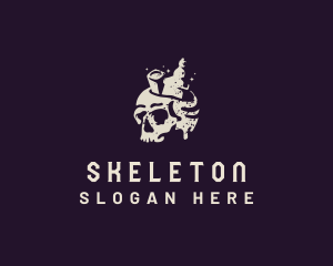 Skeleton Skull Liquor logo design
