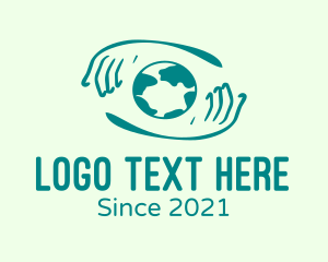 International - Minimalist Globe Hand logo design
