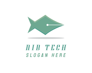 Pen Nib Fish logo design