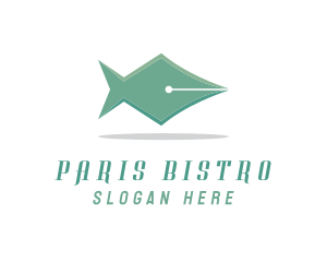 Pen Nib Fish logo design