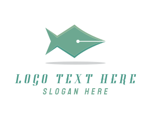 Write - Pen Nib Fish logo design