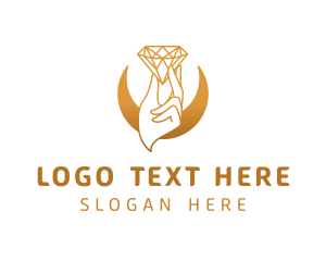 Gem - Golden Hand Diamond logo design