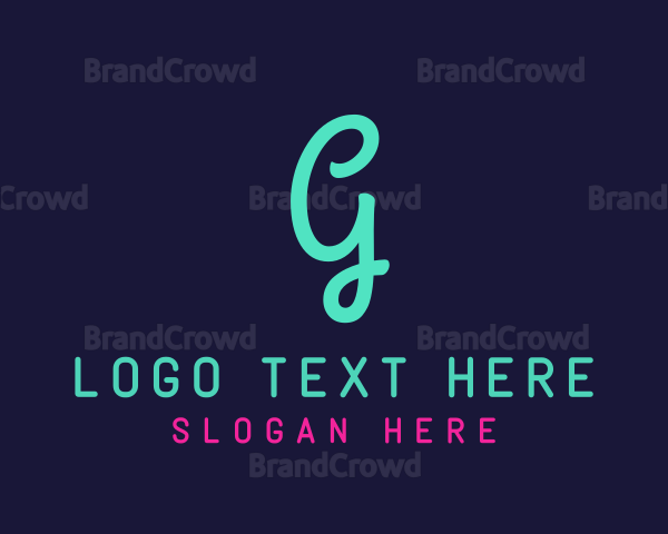 Cursive Blue Neon G Logo