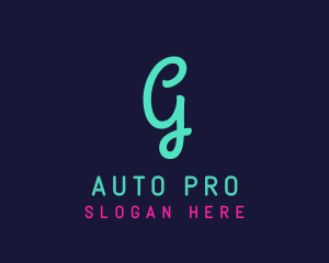 Bright - Cursive Blue Neon G logo design