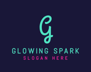 Cursive Blue Neon G logo design