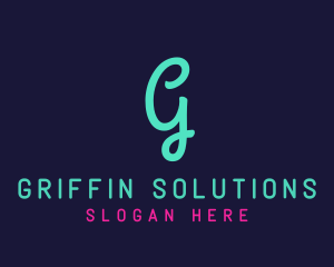 Cursive Blue Neon G logo design