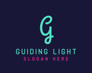 Cursive Blue Neon G logo design