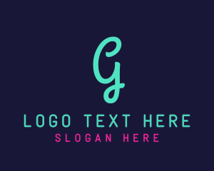 Bright - Cursive Blue Neon G logo design