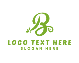 Vegan - Cursive Green B logo design