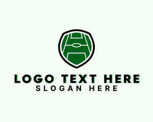 Stadium - Soccer Field Shield logo design