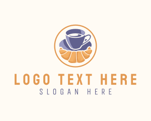 Brewed Coffee - Croissant Coffee Cup logo design