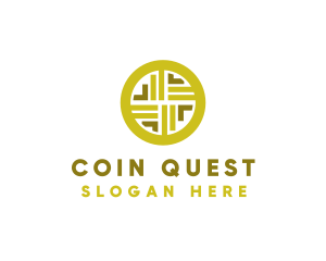 Gold Decorative Business Coin logo design