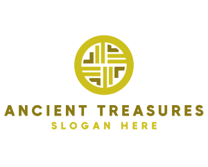 Gold Decorative Business Coin logo design