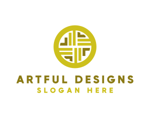 Gold Decorative Business Coin logo design