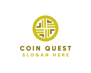 Gold Decorative Business Coin logo design