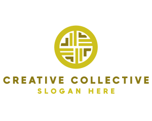 Gold Decorative Business Coin logo design